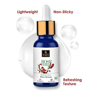 Good Vibes Rose Hip Radiant Glow Face Serum, 10 ml Light Weight Non Greasy Moisturizing Anti Ageing Formula For All Skin Types, Corrects Dark Spots, Natural, No Parabens & Sulphates, No Animal Testing