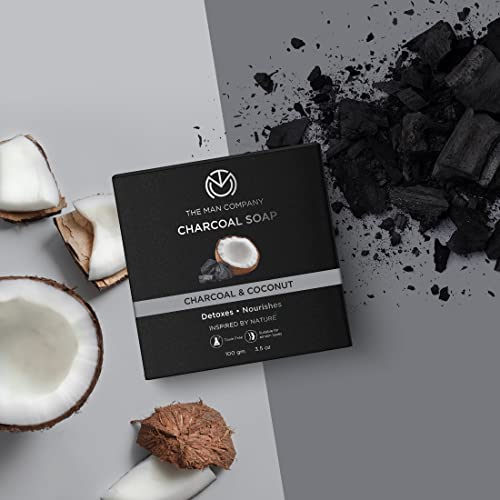 The Man Company Charcoal Soap with Coconut | Detoxes & Nourishes | Infused With Charcoal & Coconut | Toxin-free | Suitable For All Skin Types | Prevents Dryness | Removes Dead Skin - 100gm*2