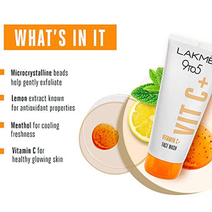 Lakmé 9to5 Vitamin C facewash with microcrystalline beads for refreshed & glowing skin 100g