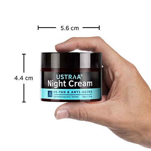 Ustraa Night Cream - De-tan & Anti-aging 50g - Set of 2 - Dermatologically Tested - with Niacinamide and Licorie Extract - No Sulphates, No Parabens, No Mineral Oil