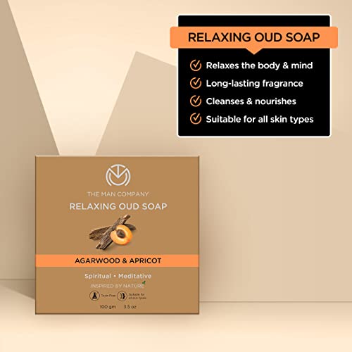 The Man Company Relaxing Oud Bath Soap with Agarwood & Apricot | Relaxes, Nourishes & Soothes | Long-lasting Fragrance | Suitable For All Skin Types - 100 gm(Pack of 2)