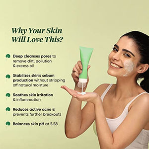 Dot & Key Cica Calming Blemish Clearing Face Wash | Non- Comedogenic, Sulphate & Paraben Free Face Cleanser for Acne & Pimples | With Cica, Green Tea & 1% Salicylic Acid for Acne Prone Skin | 120ml