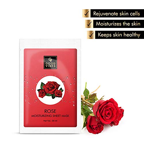 Good Vibes Rose Moisturizing Sheet Mask (Pack of 3) | Lightweight Hydrating Moisturizing Softening Face Serum Sheet Mask For All Skin Types | No Animal Testing