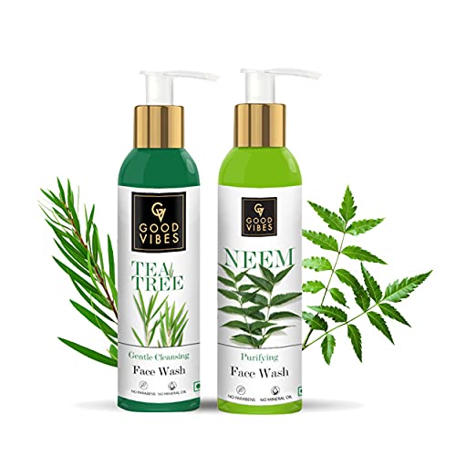Good Vibes Face Wash For Oily Skin Kit ( Tea Tree 120ml + Neem 120 ml)