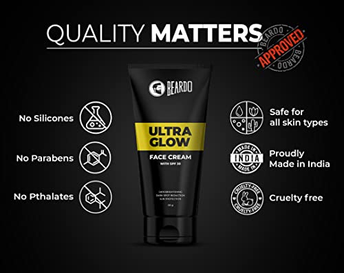 Beardo Ultraglow All in One Face Cream For Men with SPF 30 | Skin Brightening Face Cream | Dark Spot Reduction | Sun Protection | 60 g