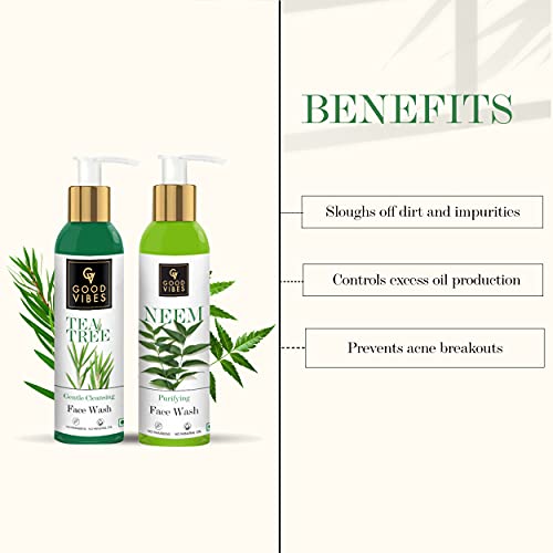 Good Vibes Face Wash For Oily Skin Kit ( Tea Tree 120ml + Neem 120 ml)