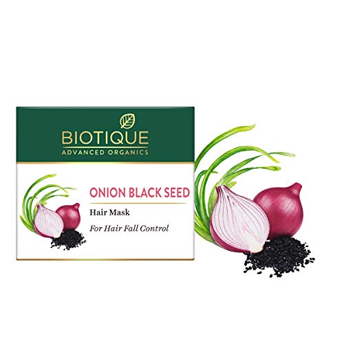 Biotique Onion Black Seed Hair Mask, Ideal for Hair Fall Control, 175g | Hair Nourishment, Hairfall control