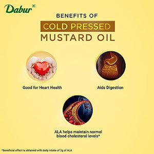 DABUR Cold Pressed Mustard Oil -1L : Healthy Cooking Oil with the Goodness of Omega 3 & 6