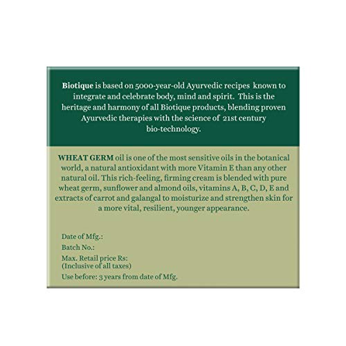 Biotique Wheat Germ Anti- Ageing Night Cream Reduces Fine Lines Lightens dark Spots, 50g