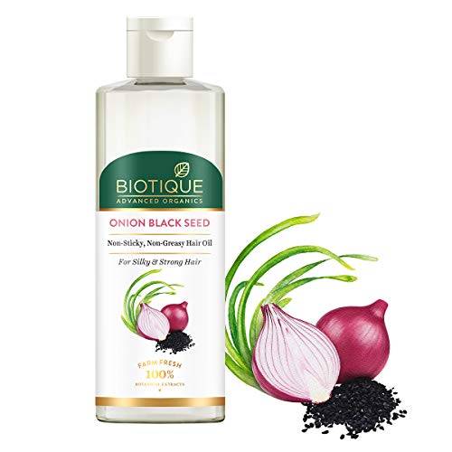 Biotique Onion Black Seed Hair Oil for Silky and Strong Hair, 200ml | Controls Hair Fall, Promotes Growth