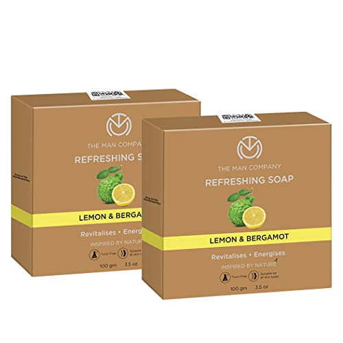 The Man Company Refreshing Bathing Soap Bar Combo with Lemon & Bergamot | Refreshes, Energises, Moisturises & Rejuvenates The Skin | Long-lasting Freshness | For All Skin Types - 100 gm(Pack of 2)
