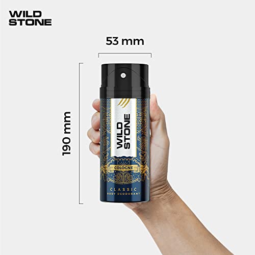 Wild Stone Classic Cologne Long Lasting Body Deodorants for Men, Pack of 2 (225ml each)