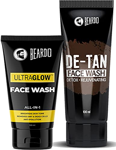 Beardo UltraGlow and De-tan face wash for all skin type, helps Cleanses, refreshes and rejuvenate the skin (Pack of 2)