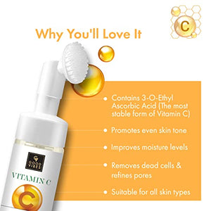 Good Vibes Vitamin C Glow Foaming Face Wash With Deep Cleansing Brush, 150 ml Non-Drying Brightening Face Cleanser For Clear Skin | No Parabens, No Sulphates, No Animal Testing