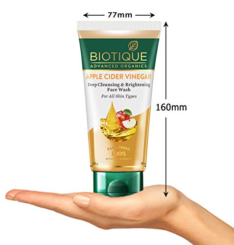Biotique Apple Cider Vinegar Deep Cleansing Face Wash for All Skin Types, 150ml | Deep Cleansing & Exfoliation | 100% Botanical Extracts