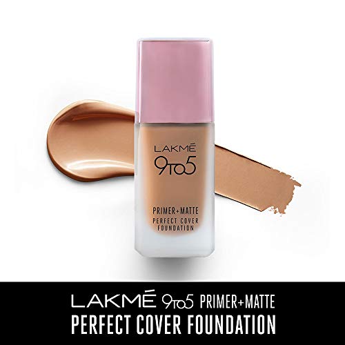 Lakmé 9To5 Primer + Matte Perfect Cover Foundation, C280 Cool Tan, 25 ml