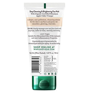 Biotique Apple Cider Vinegar Deep Cleansing Face Wash for All Skin Types, 150ml | Deep Cleansing & Exfoliation | 100% Botanical Extracts