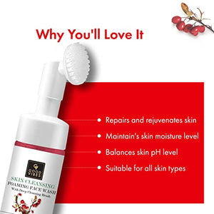 Good Vibes Rosehip Skin Clearing Foaming Face Wash With Deep Cleansing Brush, 150 ml | Rejuvenating Moisturizing Face Cleanser For All Skin Types | No Parabens, Sulphates & Mineral Oil