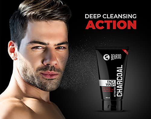 Beardo Activated Charcoal Face Wash, 100ml and BEARDO Ultraglow Face Cream SPF 30 for Men, 60g Combo