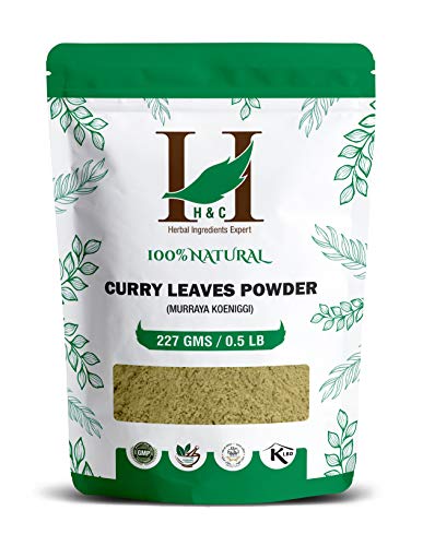 H&C Herbal Ingredients Expert Natural Curry Leaves(Kadi Patta) Powder (Sun Dried & Stemless) 227g for Strong and Shiny Hair