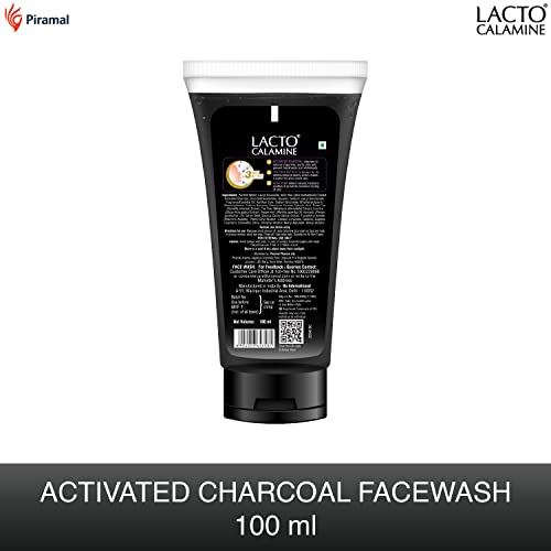 Lacto Calamine Charcoal Activates Face Wash Aloe Vera & Tea Tree Extract for Deep Skin Detox. Removes impurities & fights blackheads & whiteheads. No Sulphates, No Paraben, (100 ml x Pack of 3)