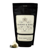 Harney & Sons Organic Ginger Turmeric | Bag of 50 Sachets w/Organic Apple, Organic Ginger, Organic Lemongrass, and Organic Hibiscus