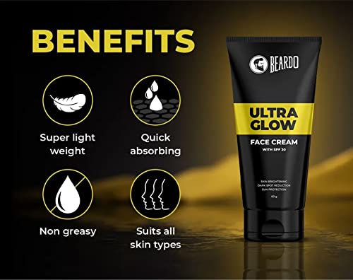 Beardo Ultraglow Face Cream with SPF30 ,Dark Spot Reduction Cream, 60gm & Bubblegum Lip Balm For Dry Damaged and Chapped Lips 7g (Pack of 2)