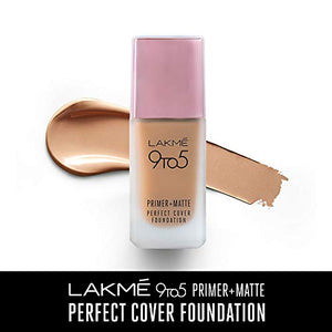 Lakme 9To5 Primer + Matte Perfect Cover Foundation, N260 Neutral Honey, 25 ml