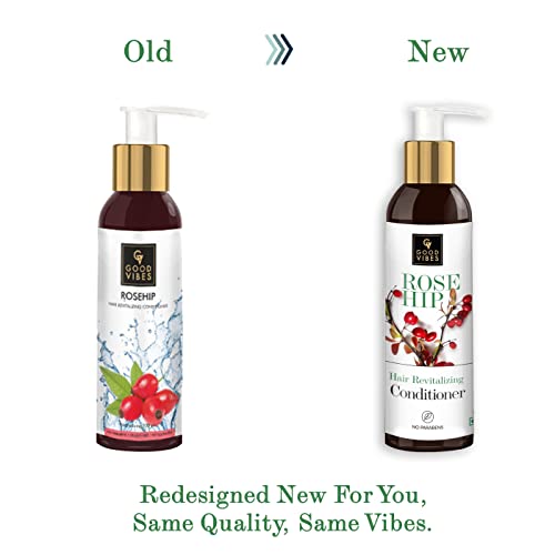 Good Vibes Rosehip Hair Shine Conditioner - 200 ml - For Dry, Dull and Frizzy Hair - Hydrate Nourish for Shiny and Soft Hair - Cruelty and Paraben Free