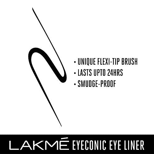 Lakmé Eyeconic Liquid Eye Liner, Black, Long Lasting Matte Waterproof Liner - Smudge Proof, Transfer Proof Eye Makeup for 24 hrs, 4.5 ml