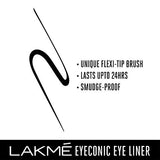Lakmé Eyeconic Liquid Eye Liner, Black, Long Lasting Matte Waterproof Liner - Smudge Proof, Transfer Proof Eye Makeup for 24 hrs, 4.5 ml