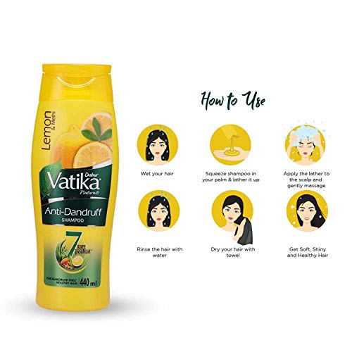 Dabur Vatika Anti Dandruff Shampoo, with Lemon & Methi for Dandruff Free Hair - 440ml