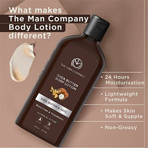 The Man Company Body Lotion For Extra Dry Skin | Shea Butter & Oats | 24 Hours Moisturising | Absorbs Quickly | Rejuvenates & Uplifts | SLS & Paraben-Free - 200ml