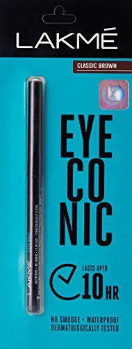 Lakme Eyeconic Kajal, Classic Brown Colour, Matte Kohl Liner in a Twist Up Pencil - Waterproof, Smudge Proof & Long Lasting Eye Makeup, 0.35 g