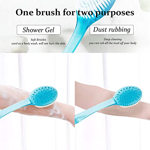 Electomania® Body Bath Shower Back Brush Massager Spa Scrubber Long Handle with Super Soft Bristles Back Scrubber Wholesome Dry Skin Bath Brush (Blue)