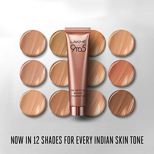 Lakmé 9to5 Weightless Mousse Foundation, Bronzed Glow, 25 g