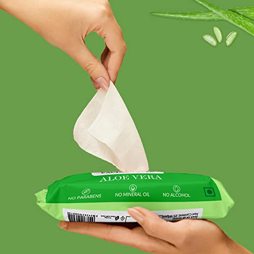 Good Vibes Aloe Vera Soothing Facial Wipes, 25 Wipes (Pack of 2) | Moisturizing, Nourishing, Cleansing | Removes Dirt, Impurities, Excess Oil & Makeup | Vegan, No Parabens, Alcohol & Mineral Oil