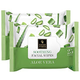 Good Vibes Aloe Vera Soothing Facial Wipes, 25 Wipes (Pack of 2) | Moisturizing, Nourishing, Cleansing | Removes Dirt, Impurities, Excess Oil & Makeup | Vegan, No Parabens, Alcohol & Mineral Oil