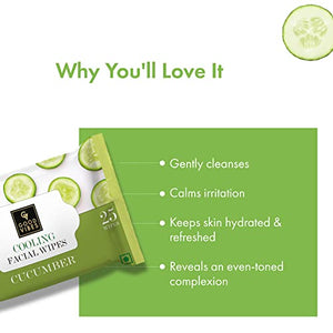 Good Vibes Cucumber Cooling Facial Wipes, 25 Wipes (Pack of 2) | Hydrating, Cleansing, Soothing | Removes Dirt, Impurities, Excess Oil & Makeup | Vegan, No Parabens, Alcohol & Mineral Oil