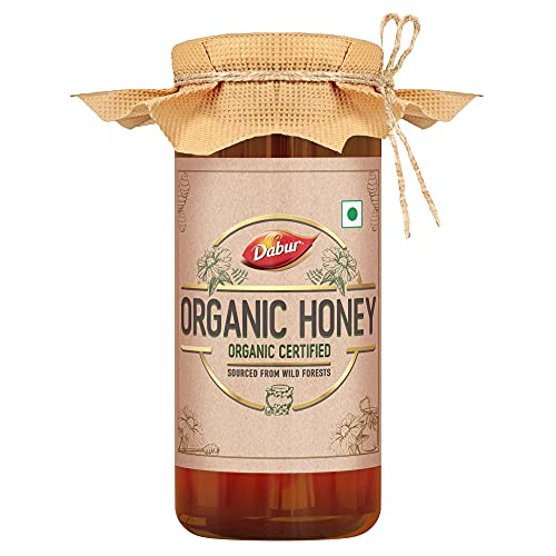 Dabur Organic Honey | 100% Pure and Natural | NPOP Organic Certified | Raw , Unprocessed , Unpasteurized Honey | No Sugar Adulteration – 500gm