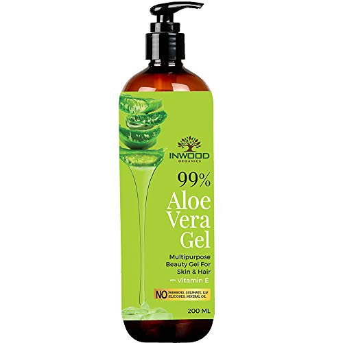 Inwood Organics 99% Pure & Organic Aloe Vera Gel for Face, Skin and Hair with Vitamin E | For All Skin & Hair Types | Multi-purpose Aloe Vera gel | 100% Vegan | Paraben Free - 200 ml