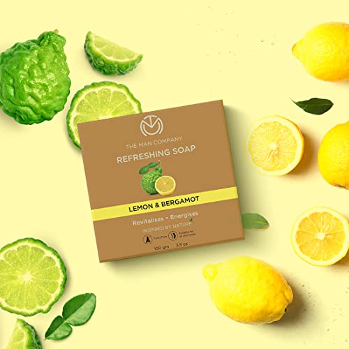 The Man Company Refreshing Bathing Soap Bar Combo with Lemon & Bergamot | Refreshes, Energises, Moisturises & Rejuvenates The Skin | Long-lasting Freshness | For All Skin Types - 100 gm(Pack of 2)
