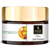 Good Vibes Vitamin C Glow Gel Creme, 50 g Skin Brightening Hydrating Moisturizing Face Cream for All Skin Types, Rich in Antioxidants & Helps Reduce Dark Spots, No Parabens & Sulphates