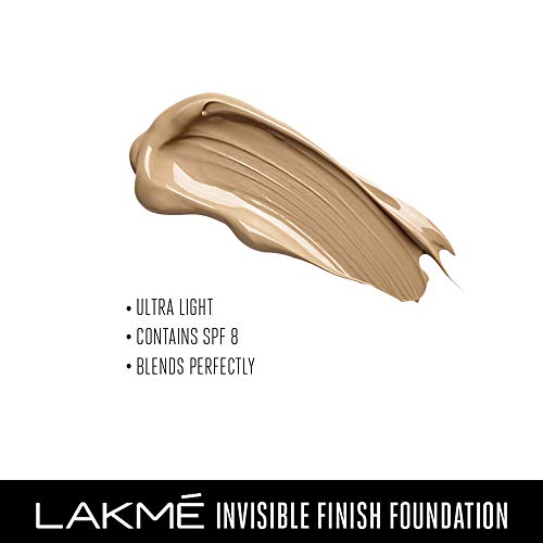 LAKMÉ Invisible Finish SPF 8 Liquid Foundation, Shade 02, Ultra Light Water Based Face Makeup for Glowing Skin - Full Coverage, Natural Finish, 25 ml