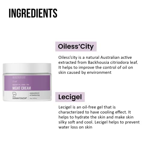 DERMATOUCH Night Cream | Lecigel™ infused Oil balance and skin restorative | insta hydration face cream| Nourishing night cream for women and men| 50g
