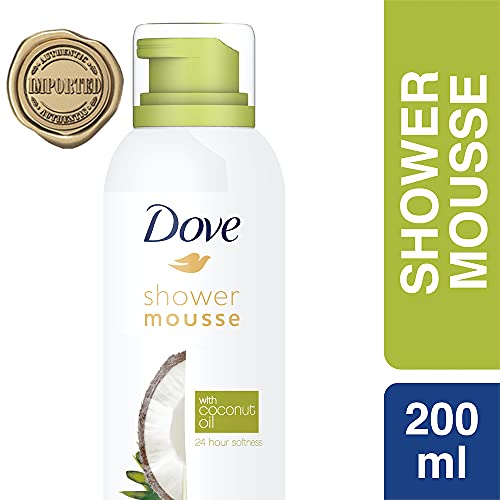 Dove Creamy Shower & Shaving Mousse, Infused with Coconut Oil for Nourishment & Moisture, 24 Hour Softness, Sulphate Free, 200 ml