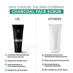 The Man Company Charcoal Tan Removal Face Scrub for Glowing Skin | Anti Acne, Blackhead Remover for Oily Skin, 75 Gm
