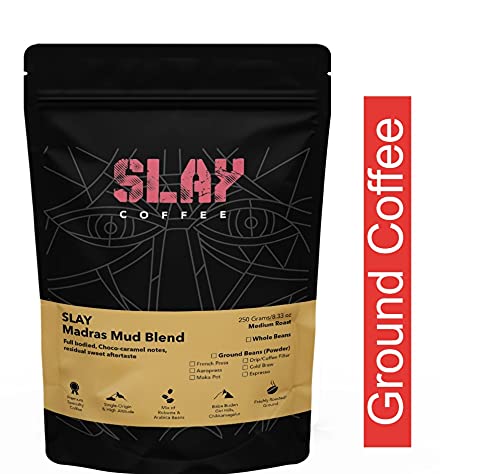 SLAY Coffee Madras Mud 100% Pure Filter Coffee Powder| No Chicory | Blend of Arabica and Robusta Coffee | NOT an Instant Coffee | 250g
