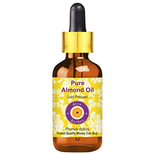 Deve Herbes Pure Almond Oil (Prunus dulcis) Natural Therapeutic Grade Cold Pressed for Skin & Hair with Glass Dropper 100ml
