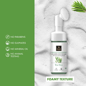 Good Vibes Tea Tree Foaming Gentle Cleansing Face Wash With Deep Cleansing Brush, 150 ml | Anti-Acne Soothing Face Cleanser For All Skin Types | No Parabens, Sulphates & Mineral Oil